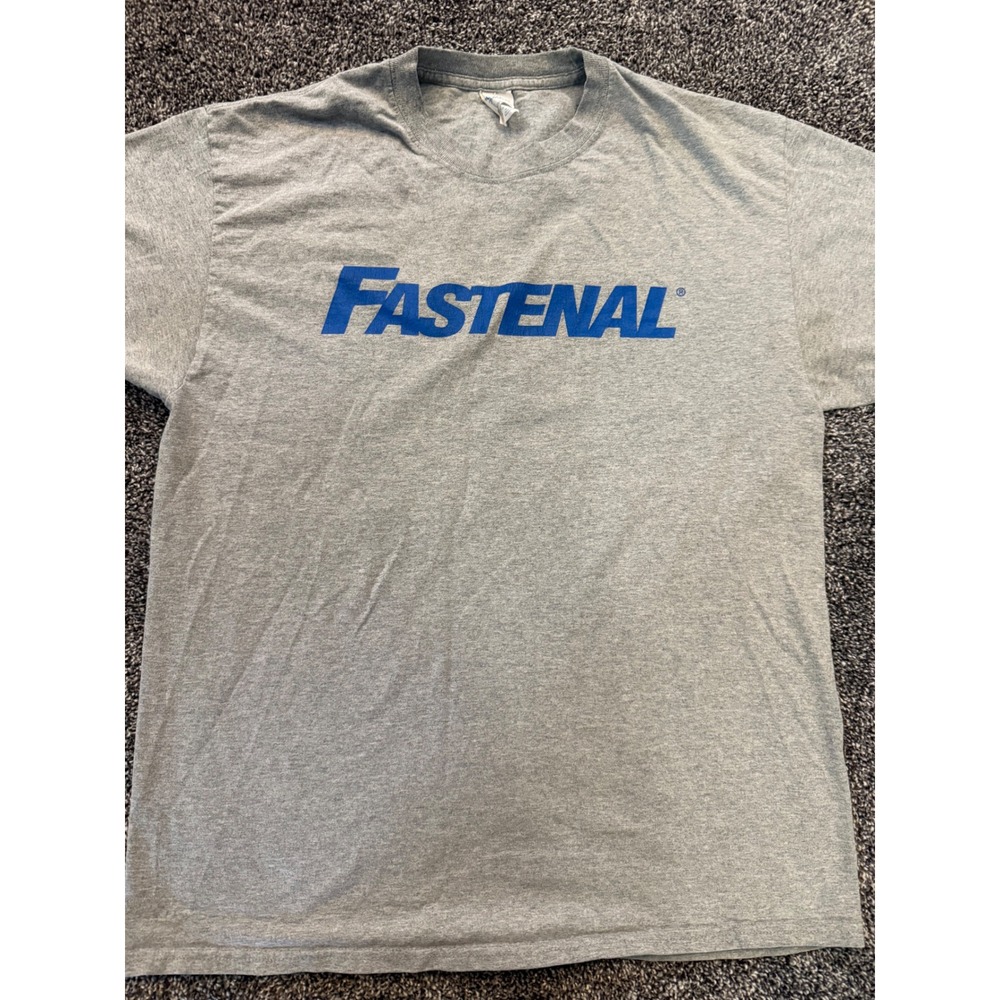 Vintage Fastenal T-Shirt Mens Large Gray Short Sleeve y2k Port & Company Tee
